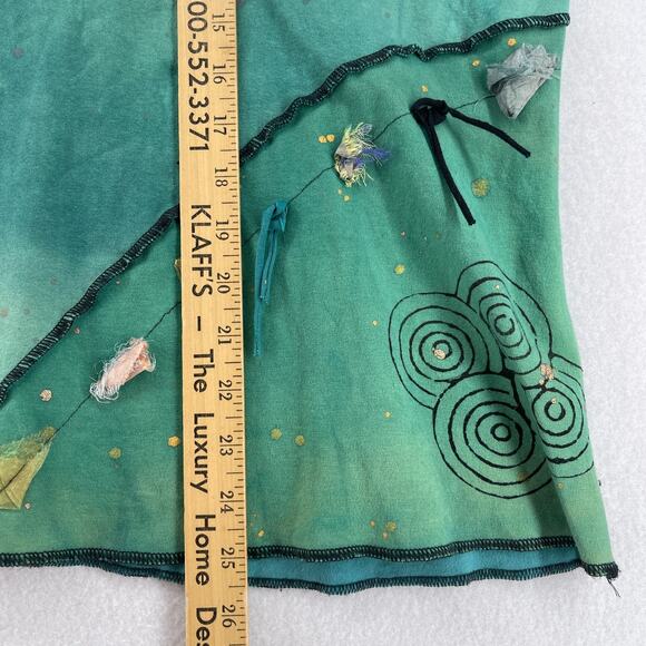 BREAD Top Womens L 3/4 Sleeve Patchwork Lagenlook Tie Dye Asymmetric Green - Picture 15 of 16